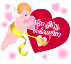 Valentine's Day greeting card - Angelic Cupid with hearts