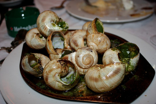 Snails, more popularly known as Escargot, served as delicacy in some countries