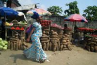 Yams for sale in Lagos, Nigeria.
