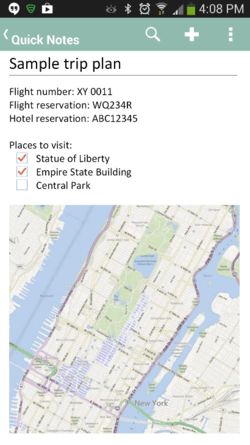 A screenshot of OneNote on Android