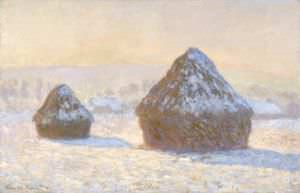 Wheatstacks, Snow Effect, Morning (Meules, Effet de Neige, Le Matin) by Claude Monet.