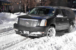 Driving in  snow using snow tires
