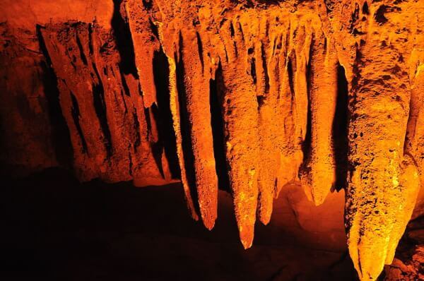 Stalactites formed from cave ceilings